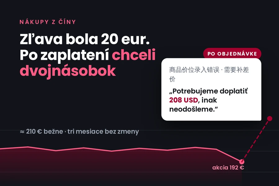 Cenu sme sledovali tri mesiace. Po zaplatení od nás AliExpress predajca pýtal dvojnásobok