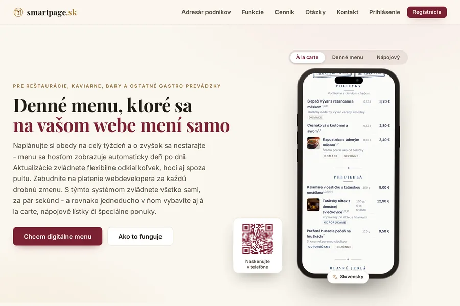 Digitálne menu pre reštaurácie: lístok na vlastnom webe, ktorý si zmeníte sami